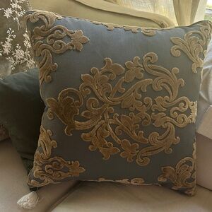Elegant Gold and Gray Decorative Pillow